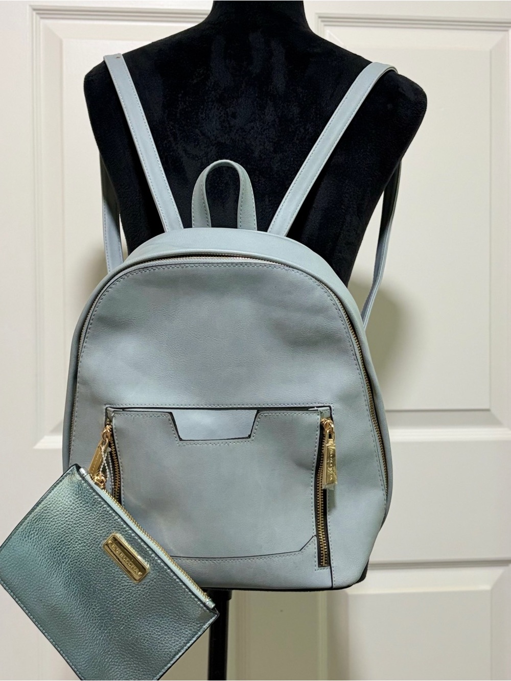 Big Buddha Light Blue Backpack with Gold Hardware